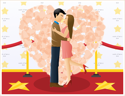 Illustration of an extravagant celebrity-style Valentine’s Day